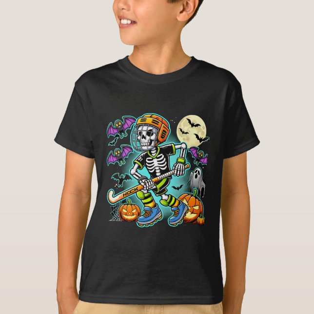 Halloween Skeleton Field Hockey  T-Shirt (Front)