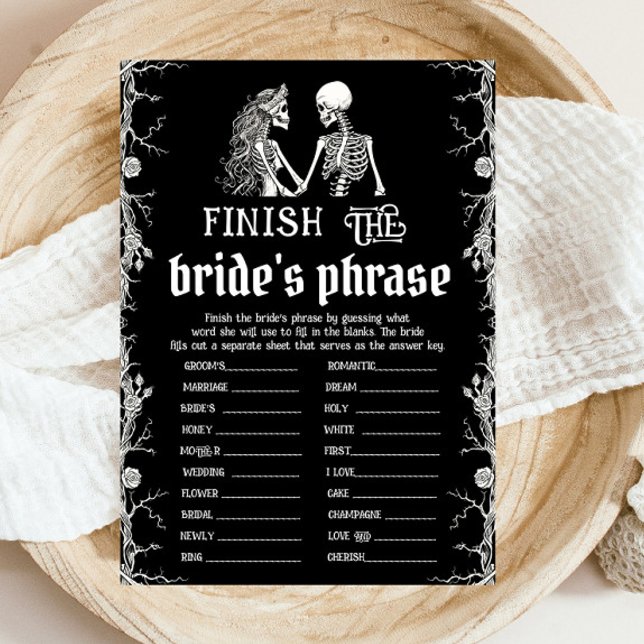 Halloween Skeleton Finish the Bride's Phrase Game Invitation (Halloween Skeleton Finish the Bride's Phrase Game)