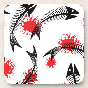 halloween skeleton fish coaster