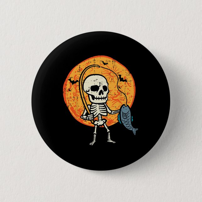 Halloween Skeleton Fishing Costume Fisherman Men B Button (Front)