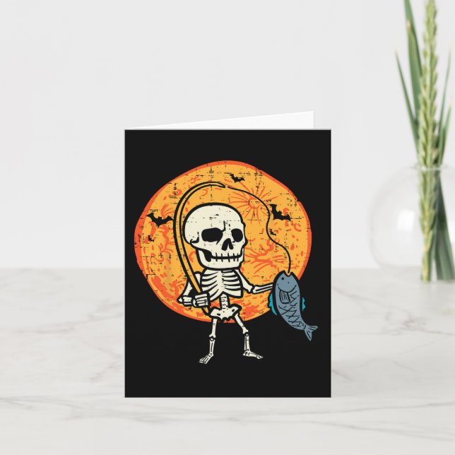 Halloween Skeleton Fishing Costume Fisherman Men B Card (Front)