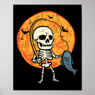 Halloween Skeleton Fishing Costume Fisherman Men B Poster