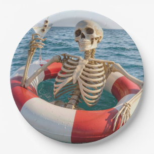 Halloween Skeleton Floating in a Lifebuoy Paper Plates