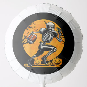halloween skeleton football player running balloon