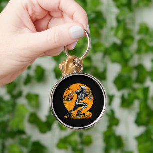 Halloween Skeleton Football Player Running Keychain