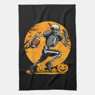 Halloween Skeleton Football Player Running Kitchen Towel
