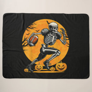 Halloween Skeleton Football Player Running Sherpa Blanket