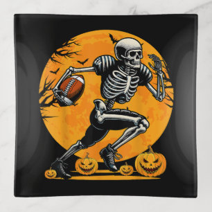 Halloween Skeleton Football Player Running Trinket Tray