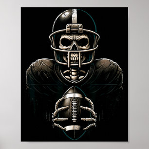 Halloween Skeleton Football Player Soky Srts Graph Poster