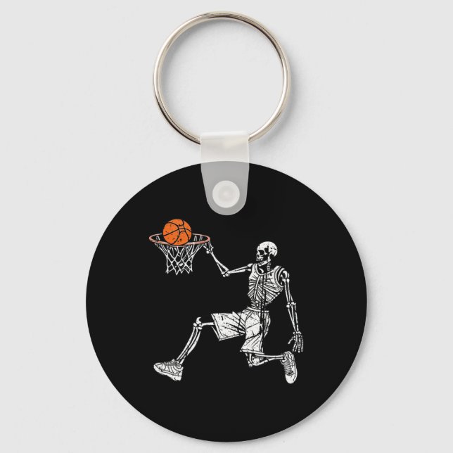 Halloween skeleton Fun basketball team player Slam Keychain (Front)