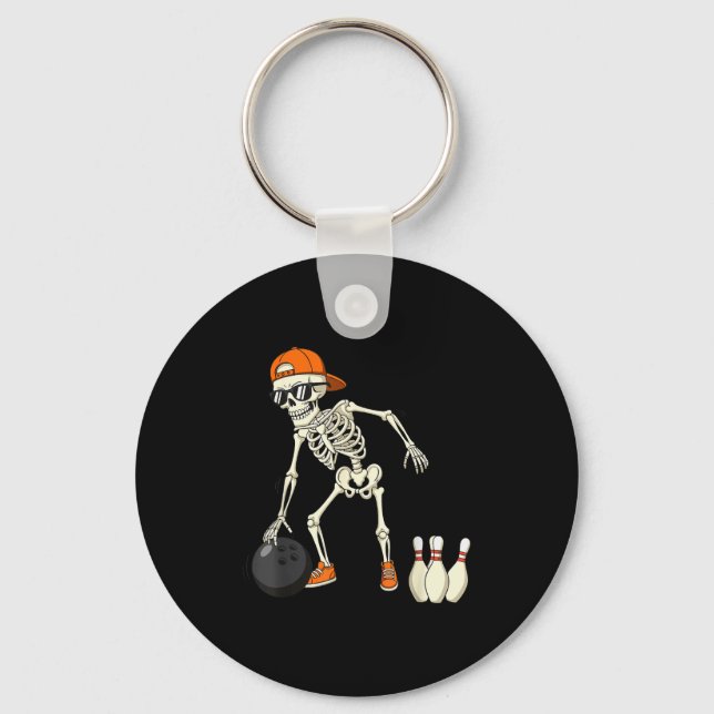 Halloween Skeleton Funny Bowling Lovers For Teens  Keychain (Front)