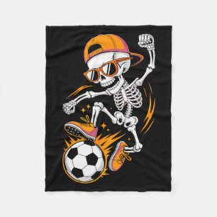 Halloween Skeleton Funny Soccer Shirt For Teens Bo Fleece Blanket