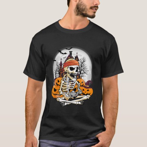 Halloween Skeleton Gamer Boys Kids Funny Video Gam T_Shirt