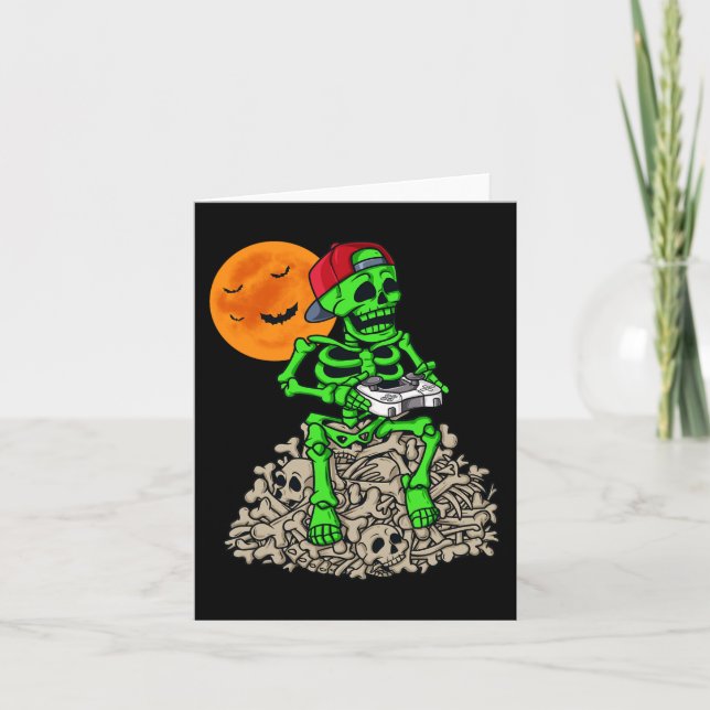 Halloween Skeleton Gamer Boys Kids Teens Gaming  Card (Front)
