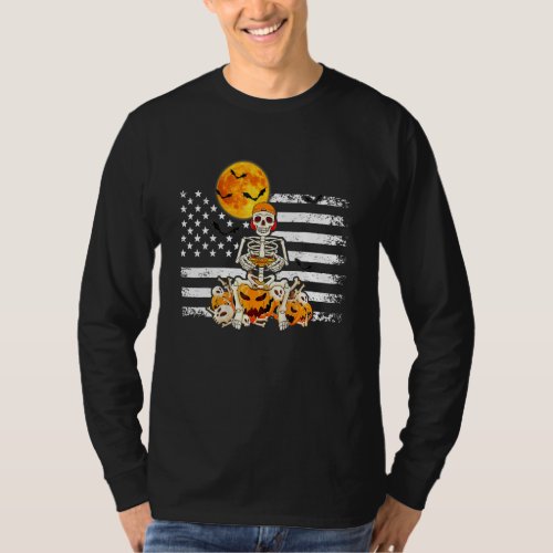 Halloween Skeleton Gamer Boys Kids Teens Gaming Us T_Shirt