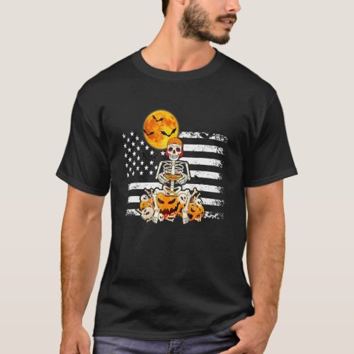 Halloween Skeleton Gamer Boys Kids Teens Gaming Us T_Shirt