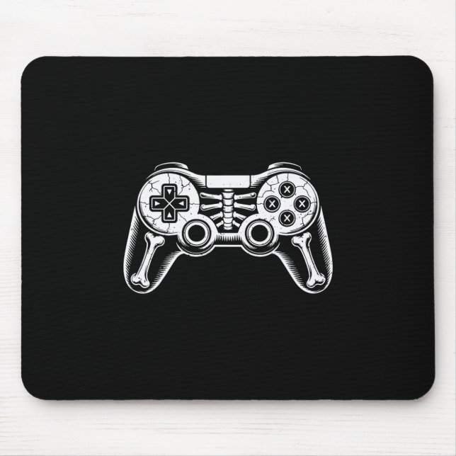 Halloween Skeleton Gamer Funny Video Gaming Geek B Mouse Pad (Front)