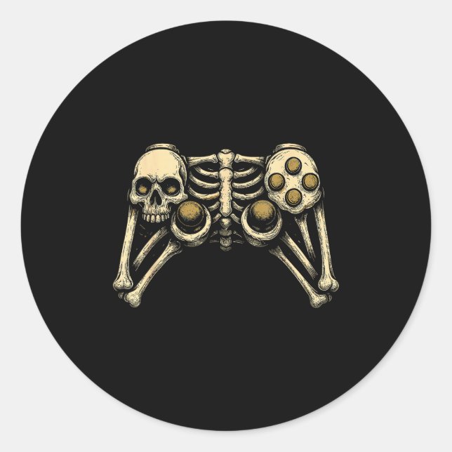 Halloween Skeleton Gamer Gaming Controller Costume Classic Round Sticker (Front)