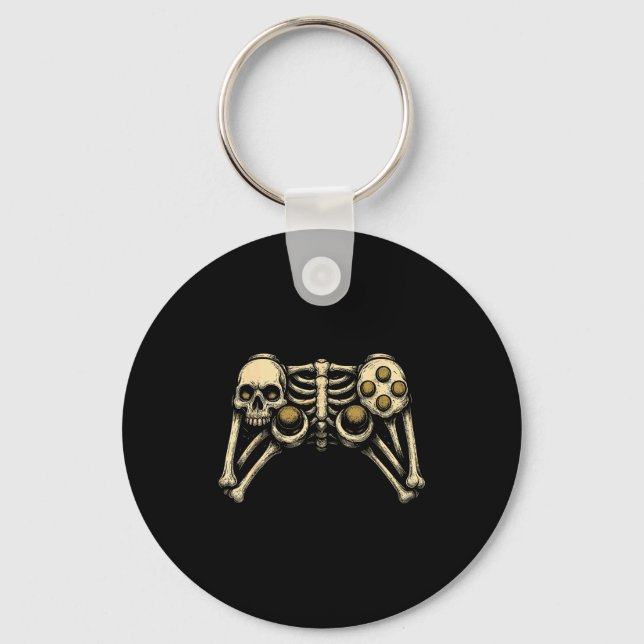 Halloween Skeleton Gamer Gaming Controller Costume Keychain (Front)
