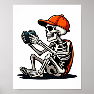 Halloween Skeleton Gamer Video Gaming 1 Poster