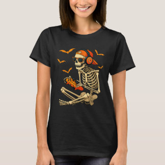 Halloween Skeleton Gamer Video Gaming Boys Men  T-Shirt