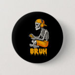 Halloween Skeleton Gamer Video Gaming Funny Skelet Button