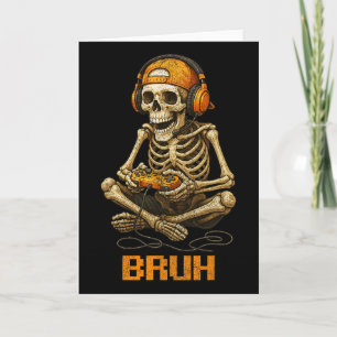 Halloween Skeleton Gamer Video Gaming Funny Skelet Card