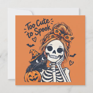 Halloween Skeleton Girl Too Cute To Spook  Holiday Card