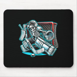 Halloween Skeleton Goalie Hockey Mouse Pad