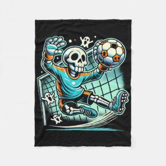 Halloween Skeleton Goalie Soccer Fleece Blanket