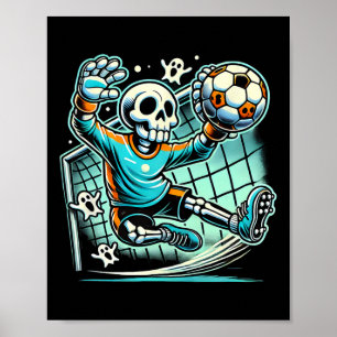 Halloween Skeleton Goalie Soccer Poster