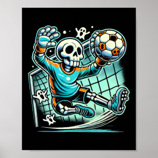 Halloween Skeleton Goalie Soccer Poster