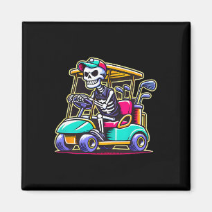 Halloween Skeleton Golf Cart Golfer Magnet