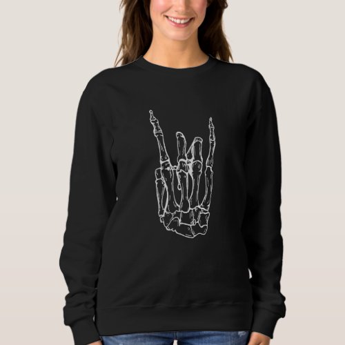 Halloween Skeleton Hand Horns Rock N Roll Music  1 Sweatshirt