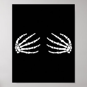 Halloween Skeleton Hands Breast Scary Bra Poster