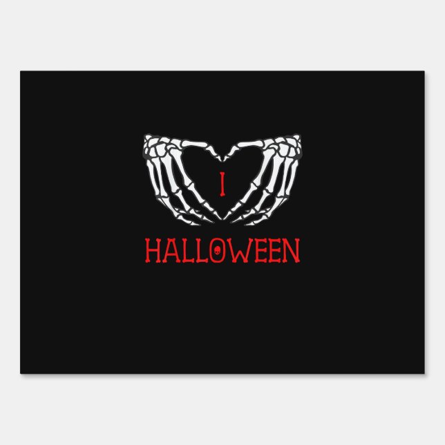 Halloween Skeleton Hands Forming Heart Gothic Sign (Front)