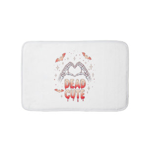 halloween Skeleton Hands Heart, Bats & Blood Bath Mat