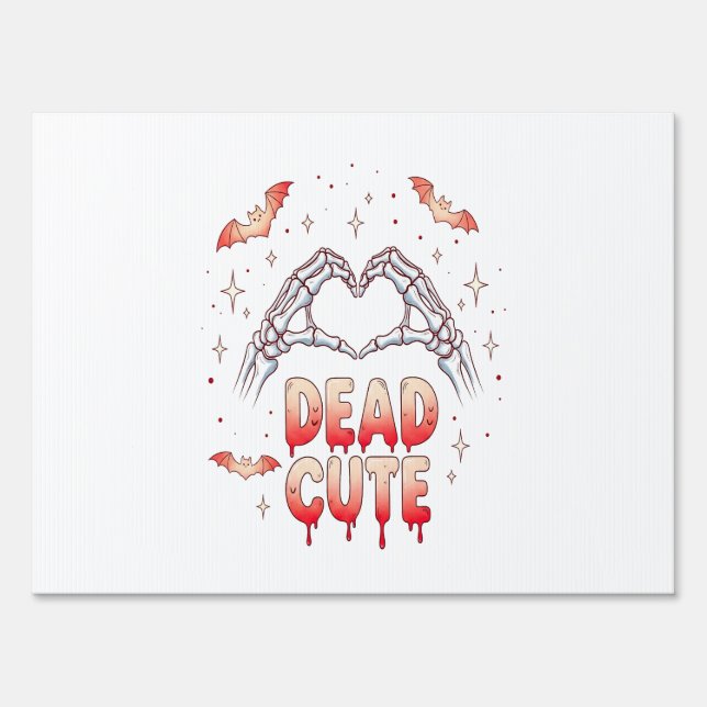 halloween Skeleton Hands Heart, Bats & Blood Sign (Front)