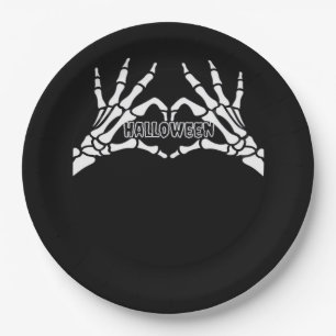 Halloween - Skeleton Hands Heart Paper Plates