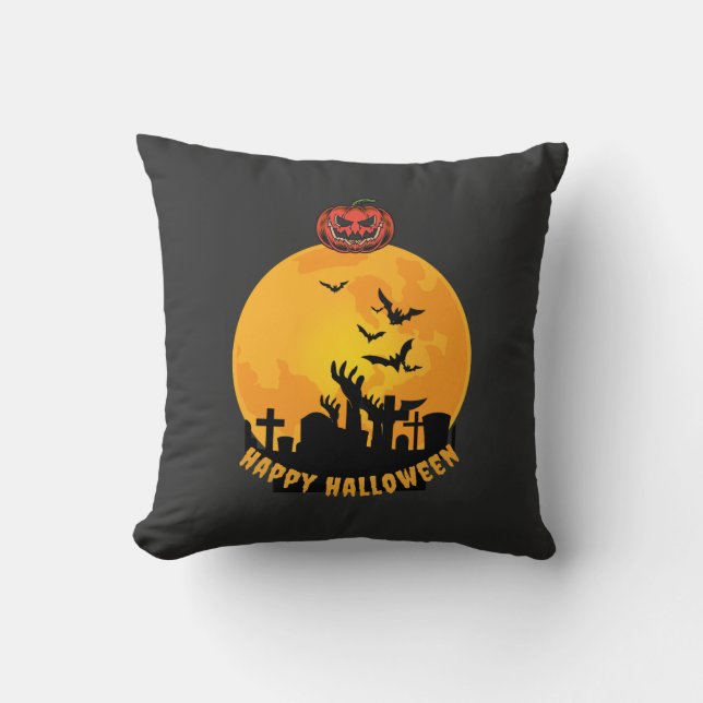 Halloween Skeleton Hands T-Shirt | Funny Spooky Pu Throw Pillow (Front)