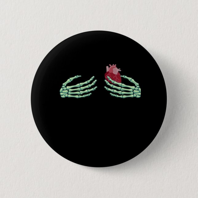 Halloween Skeleton Hands With Heart Classic Button (Front)