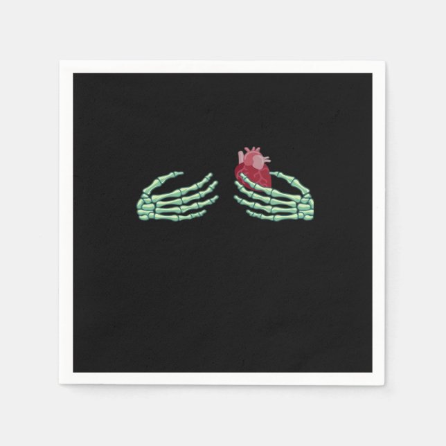 Halloween Skeleton Hands With Heart Classic Napkins (Front)