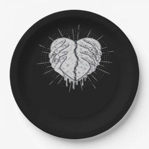 Halloween Skeleton Hands With Heart Classic Style Paper Plates