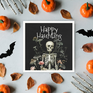 Halloween Skeleton Haunted Forest Party Black Napkins
