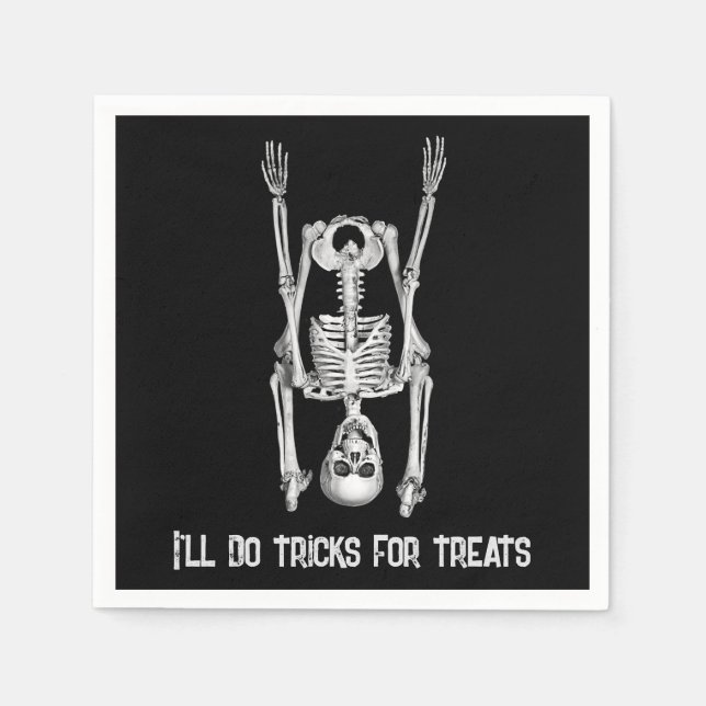 Halloween Skeleton Headstand Humor Napkins (Front)