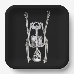 Halloween Skeleton Headstand Paper Plates