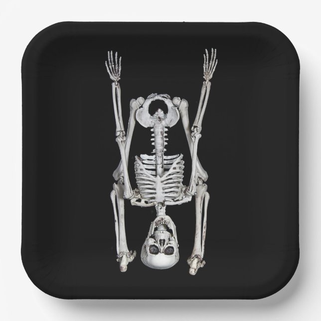 Halloween Skeleton Headstand Paper Plates (Front)