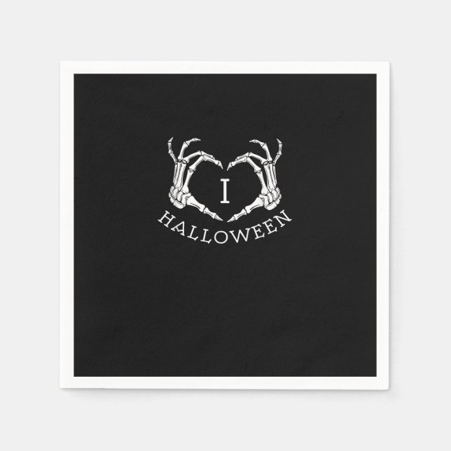 Halloween Skeleton Heart Fall Napkins (Front)