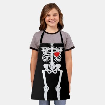 Halloween Skeleton Heart For Kids All-over Print Apron by UrHomeNeeds at Zazzle
