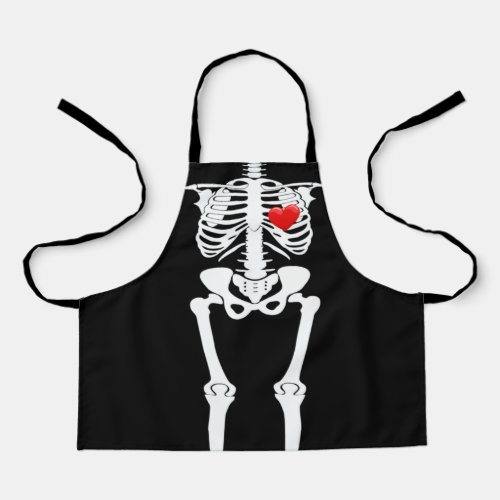 Halloween Skeleton Heart For Kids All_Over Print Apron